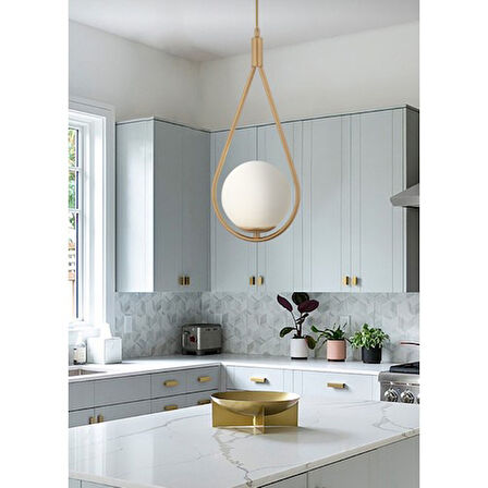 Mylights Bronz Eskitme Tekli Opal Camlı Sarkıt Damla Avize