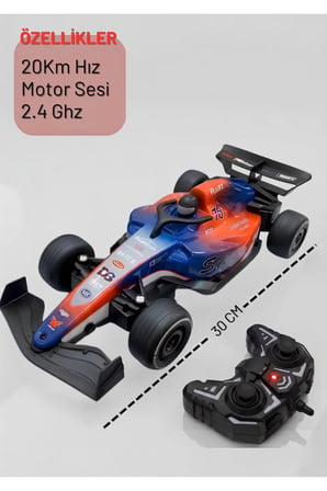 2.4 Ghz Demo Modlu 30 Cm 20 Km Hızlı Şarjlı Işıklı Motor Sesli Full Fonksiyon Uzaktan Kumandalı F1 Formüla Yarış Arabası