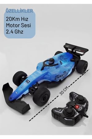 2.4 Ghz Demo Modlu 30 Cm 20 Km Hızlı Şarjlı Işıklı Motor Sesli Full Fonksiyon Uzaktan Kumandalı F1 Formüla Yarış Arabası