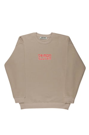 Lenithra Demon Slayer Anime Sırt Baskılı Unisex Oversize Sweatshirt Bej / 2XL