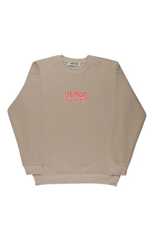 Lenithra Demon Slayer Anime Sırt Baskılı Unisex Oversize Sweatshirt Bej / M