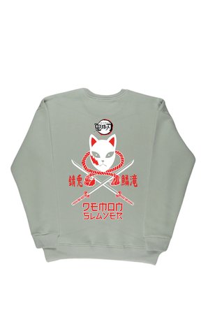 Lenithra Demon Slayer Anime Sırt Baskılı Unisex Oversize Sweatshirt Gri / XL