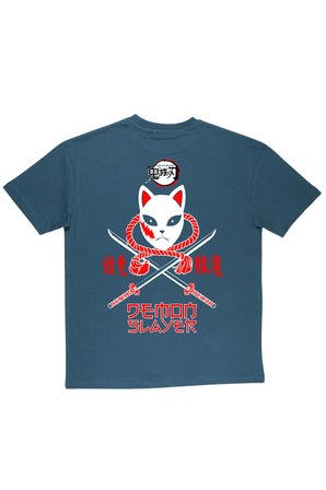 Lenithra Demon Slayer Anime Sırt Baskılı Unisex Oversize T-shirt Füme / L