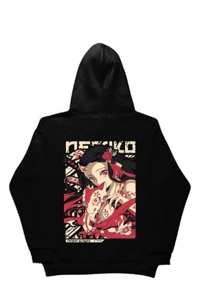 Lenithra Demon Slayer Nezuko Kamado Anime Sırt Baskılı Unisex Oversize Hoodie Siyah / L