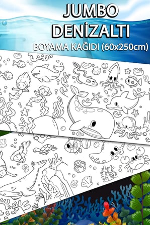 Jumbo Deniz Canlıları Dev Boyama Kağıdı 60cmx250cm