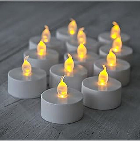 Sna Pilli Led Tealight T-Li̇ght Mum Pi̇lli̇ Mum Led Işik Sicak Sari Renk Dekorasyon Süsleme Düğün Ki