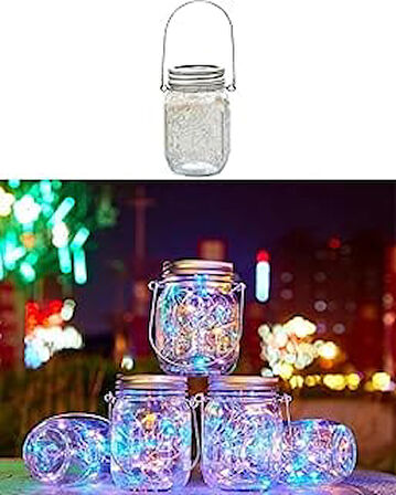 forlife solar technology Güneş Enerjili 3W RGB Çok Renkli Kavanoz Led Asma Aparatlı 20 Led Bahçe, Ağaç, Balkon, Güverte, Yazlık, Veranda, Havuz Kenarı Aydınlatması Su Geçirmez