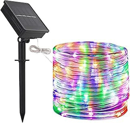 Solar Güneş Enerjili Rgb 100 Led, 12 Metre,8 Modlu, Peri Led Bahçe, Veranda, Avlu, Balkon, Havuz Ken
