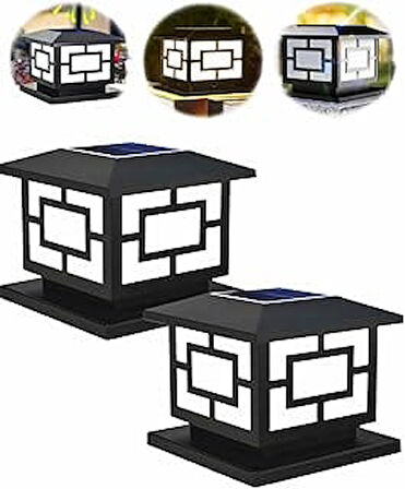 2 Adet Forlife Solar Güneş Enerjili 10W Set Üstü Bahçe Aydınlatması, SU GEÇİRMEZ, 3200K-6500K, Sütun Üzer Küp Armatür, 2 Modlu , Veranda, Çit, Bahçe Duvarı Küp Aydınlatma 165×110 mm