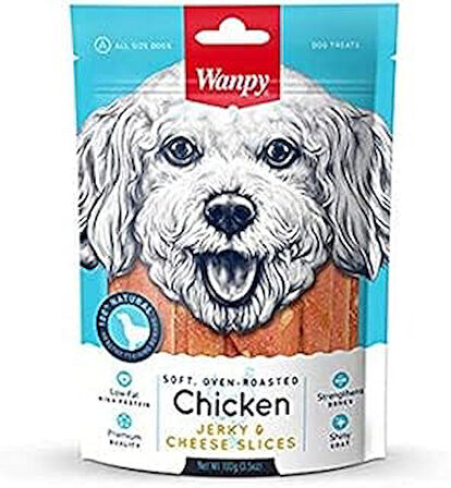 Wanpy Yumuşak Tavuk & Peynir Dilimleri Köpek Ödülü, 100 Gram