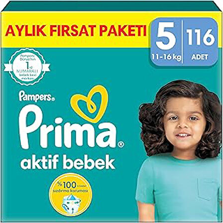 Bebek Bezi Aktif Bebek 5 Beden 116 Adet Junior Aylık Fırsat Paketi