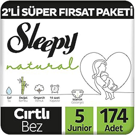 Natural 2'li Fırsat Paketi Bebek Bezi 5 Numara Junior 174 Adet
