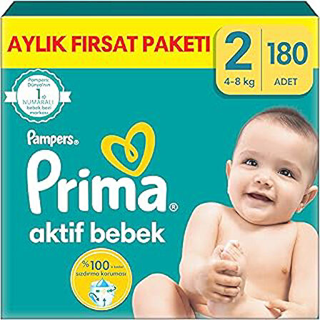 Aktif Bebek, Bebek Bezi 2 Numara, 180 Adet Aylık Fırsat Paketi