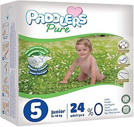Paddlers Pure Bebek Bezi 5 Numara Junior 24 Adet (11-18 Kg) Eko Paket