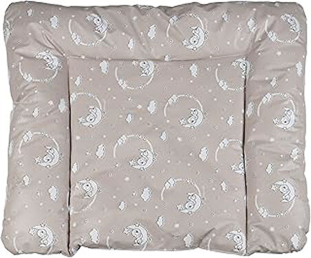 baby'ness Elyaf Dolgulu Pvc Bebek Bezleri Minderi, Sıvı Geçirmez, Leke Tutmaz, Aydede Desenli, Bej, 75x85cm