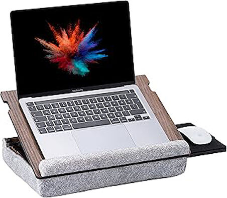 Vigo Wood - Minderli Eğim Ayarlanabilir Çekmeceli Mousepadli Laptop Sehpası, Taşınabilir Saklama Ala