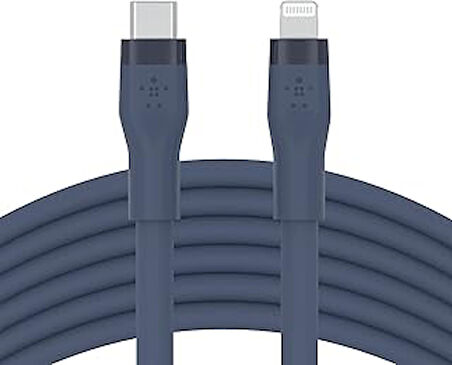 BoostCharge Flex Silikon USB Tip C - Lightning Kablosu , MFi Sertifikalı 20W Hızlı Şarj PD Güç Dağıtımı - Mavi