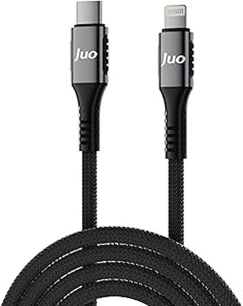 Juo 27W USB Type-C to Lightning iPhone iPad Örgülü Hızlı Şarj ve Data Kablosu 2 Metre