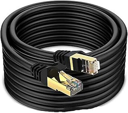 10 Metre 10Gbps Network Kablosu 7 Siyah Renk Ağ Kablosu 10 Metre Ethernet Kablo