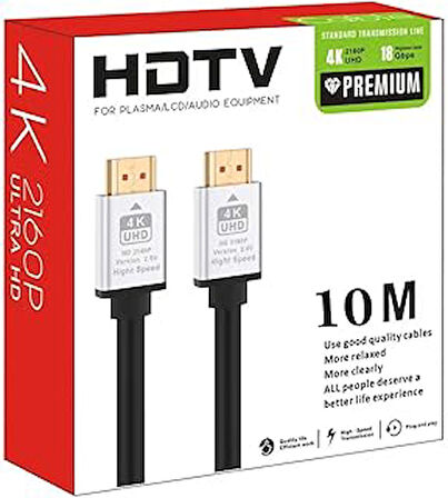 Hdmi Kablo 4K Hdtv 2160P 18Gbps Premium Altın Kaplama Uç Yüksek Hızlı Aktarım Plasma Lcd Pc Ses Ekip