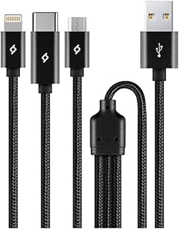 AlumiCable Şarj Kablosu 1mt. Type-C, Lightning, Micro USB