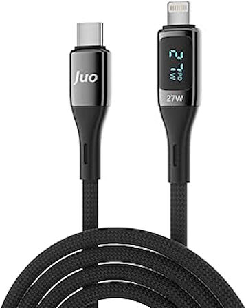 Juo 27W Dijital Led Ekranlı Usb Type-C To Lightning Iphone Ipad Hızlı Şarj Ve Data Kablosu 1 Metre