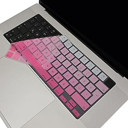 McStorey Macbook Air Pro M1-M2-M3 Klavye Koruyucu TouchID'li A2681 A3113 A2941 A3114 A2442 A2779 A2992 A2918 A2485 A2780 A2991 ile Uyumlu Gradient Pembe