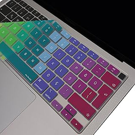 Mcstorey Macbook Air M1 13Inç Klavye Koruyucu Türkçe Q Dazzle A2179 A2337 Ile Uyumlu Pembe Yeşil