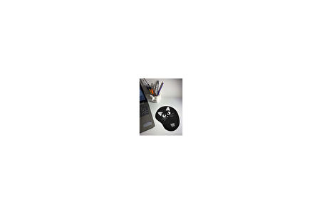 Rakkun Shop - Siyah Beyaz Baskılı Bilek Destekli Mouse Pad