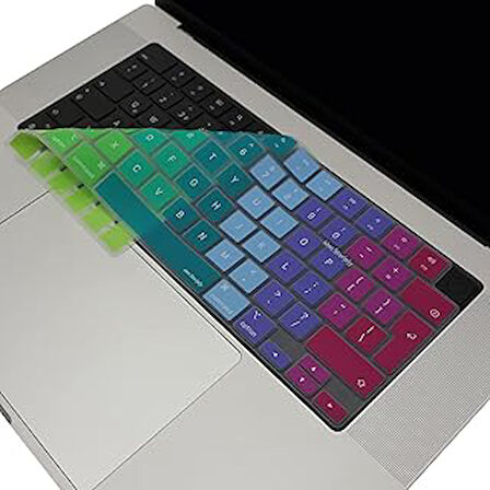 McStorey Macbook M1-M2-M3 Air Pro Klavye Koruyucu TouchID'li A2681 A3113 A2941 A3114 A2442 A2779 A2992 A2918 A2485 A2780 A2991 ile Uyumlu Dazzle Pembe Yeşil