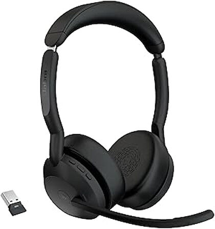 Jabra Evolve2 55 Stereo Kablosuz Kulaklık Jabra Air Comfort Teknolojisi, Gürültü Önleyici Mikrofonla