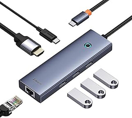 Baseus Hub 6W1 Ultrajoy 6 Port (Usb-C 1 X Hdmi4K @ 30 Hz + 3 X Usb 3.0 + 1 X Pd + Rj45)