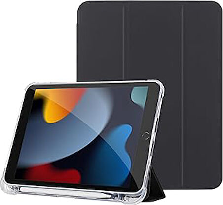 iPad 10.2 inç Modellerinin Tümüyle Uyumlu Uyku Modlu, Pencil Kalemlikli, Trifold, Esnek, Mat, Darbeye Tam Dayanıklı Smart Tablet Kılıfı