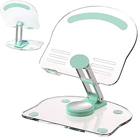 Techbender 360 ° Dönen Akrilik Tablet Standı, Masa Ev Ofis Katlanabilir Ayarlanabilir Şeffaf Tablet