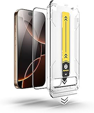 Premium iPhone 16 Pro Max Uyumlu Tam Kaplayan Tozsuz Uygulama 9H Temperli Cam Kırılmaz