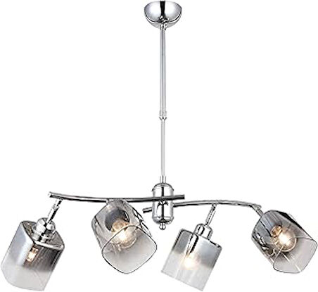 Homemania Home Mania, Lucea Derma, 4 X E27 Duy, Metal, Cam, 33 X 18 X 62 Cm, 1451-51-04, 4'Lü, Krom