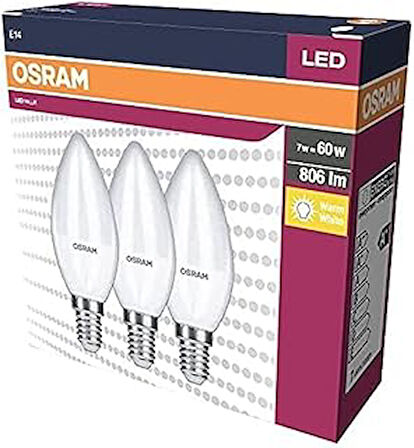 Osram Led Value Clb60 7W/827 Fr E14 3'Lü Lamba Sarı Işık