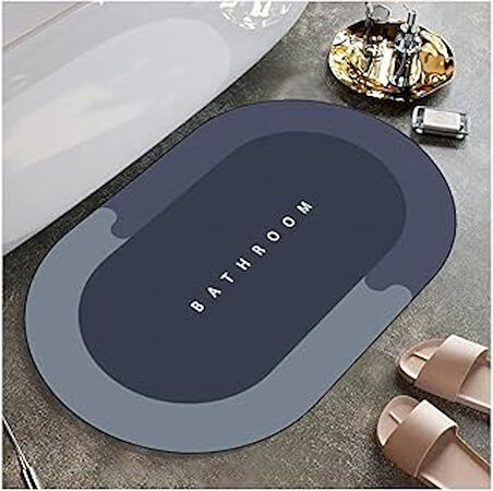 Ankanorm Banyo Paspası Süper Su Emici Kaymaz Tabanlı Paspas Banyo Paspası Oval Diatomit Paspas Süper Emici Paspas Oval