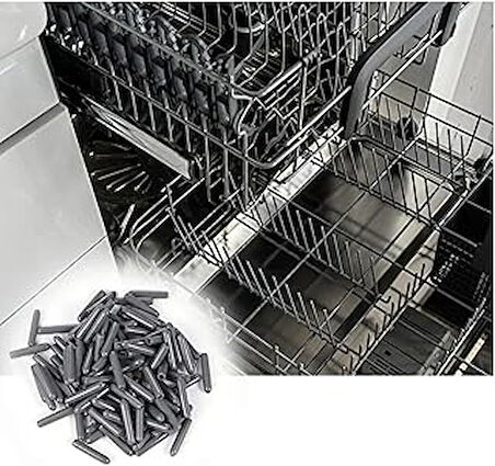 Tüm Bulaşık Makinesi Sepetleri Çubukları Birinci Sınıf Pas ve Çizilmeleri Önleyen Plastik Kapak Uçları 100 Adet | GRİ | Aksesuar