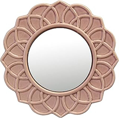 Stonebriar Dekoratif 9" Soluk Pembe Yuvarlak Çiçekli Seramik Vurgulu Duvar Aynası, Ekli Asma Halkalı Duvar Aynası, Oturma Odası, Yatak Odası, Banyo, Koridor ve Giriş Yolu Dekoratif Dekor