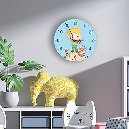 Bebek Odası Öğretici Sessiz Akar 28cm Duvar Saati UV Dijital Saat Mdl0021