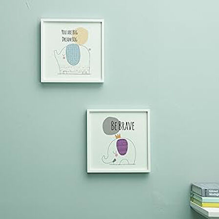 Bebek Odasına Minimal Fil Tasarımlı Çerçeve 20 x 20 cm