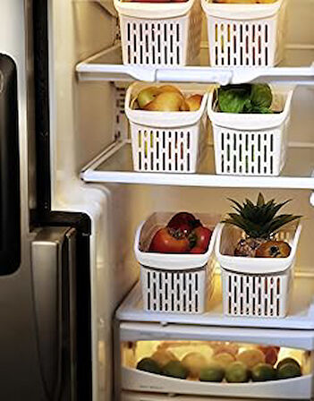 Fevito Buzdolabı Sepeti Dolap Içi Düzenleyici Sepet Organizer Beyaz 4 Adet 30x16x17