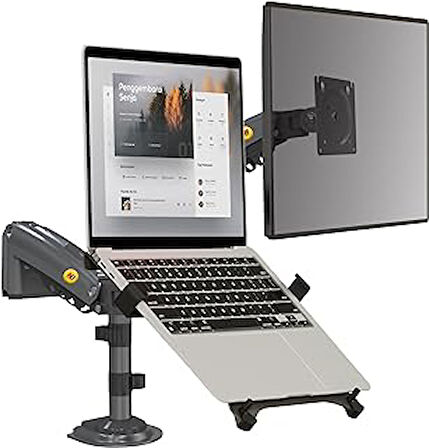 Ergoflex North Bayou Nb H180-Fp Çift Kol Amortisörlü 17"-27" Monitör Tutucu Ve 10"-17" Laptop Standı