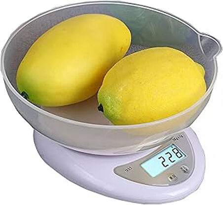 Hobimtek B-05 Dijital Mutfak Terazisi (5Kg / 1Gr) Hassas Tartı Kilo Ölçer Beyaz / 5 Kg Kap Hediyeli