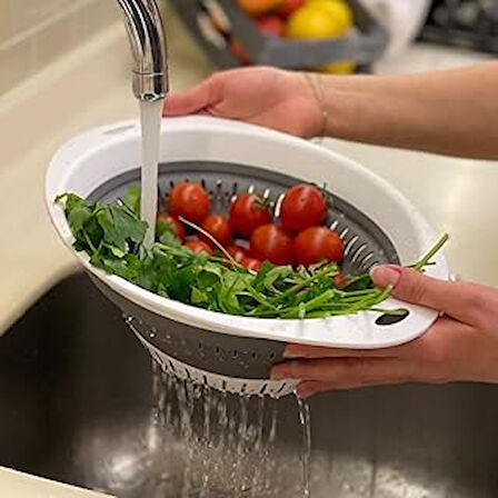 Arsimo Katlanabilir Oval Süzgeç, Akordiyonlu Süzgeç Yer Kaplamayan 40 Cm, Bpa İçermez
