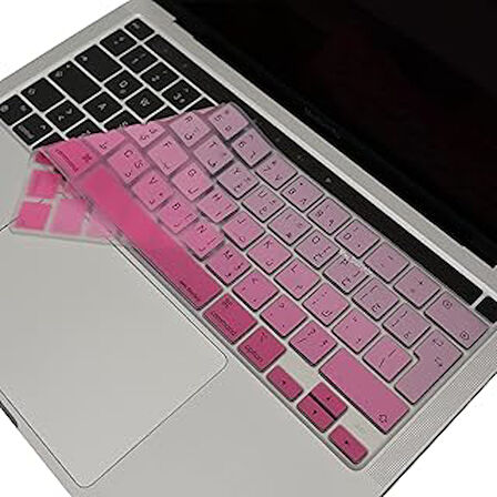 McStorey Macbook Pro Klavye Kılıfı 13 inç M1-M2 UK Arapça A2338 2289 2251 2141 Uyumlu Gradient Pembe