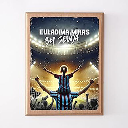 Bordo Mavi Taraftarlara Ahşap Tablo 22x30 cm