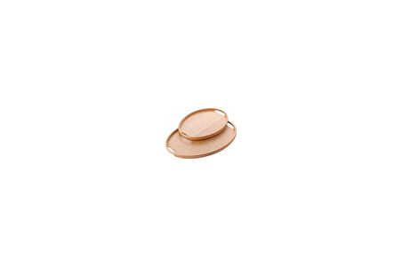 Deconox 2'Li Bambu Tepsi Seti, İnce Tasarım Özel Üretim Oval 2'Li Bambu Tepsi Seti (36 * 26 * 1Cm-45