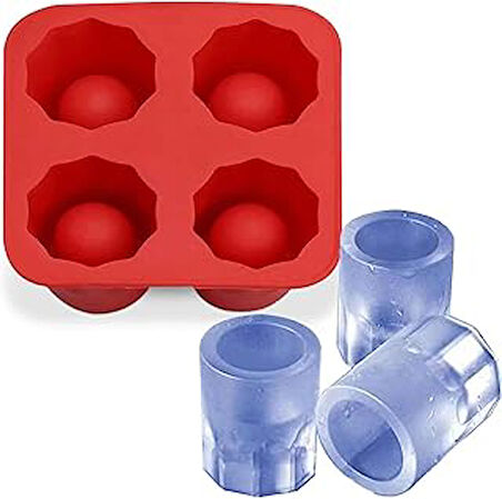 Gurme Chef Eysigo Shot Bardak Buz Kalıbı, 4Lü, Silikon, Kırmızı, 14611.Eys-Bs004